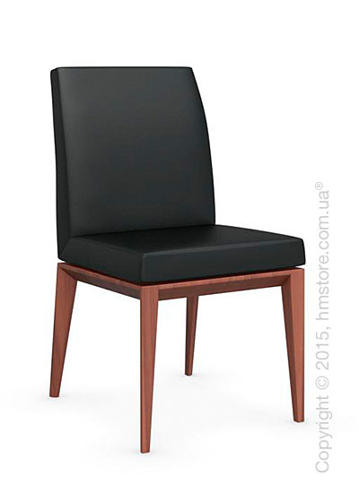 Стул Calligaris Bess Low, Solid wood walnut beech stained and Leather black