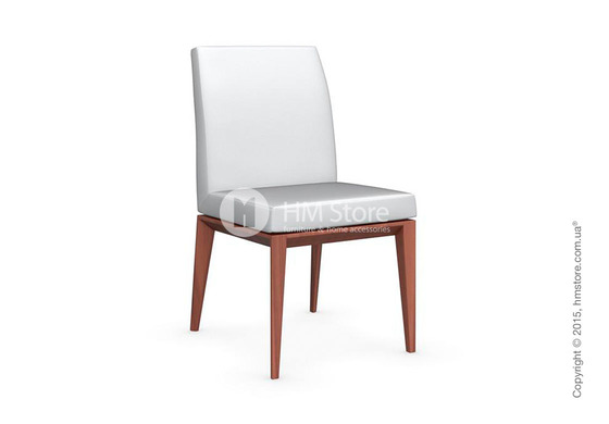 Стул Calligaris Bess Low, Solid wood walnut beech stained and Leather optic white