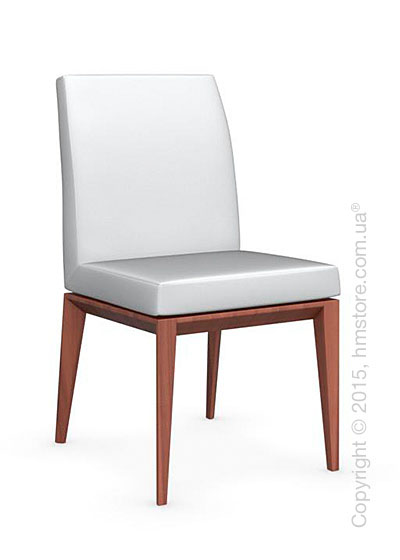 Стул Calligaris Bess Low, Solid wood walnut beech stained and Leather optic white