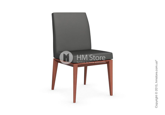 Стул Calligaris Bess Low, Solid wood walnut beech stained and Leather taupe