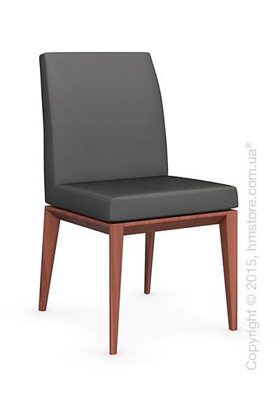 Стул Calligaris Bess Low, Solid wood walnut beech stained and Leather taupe
