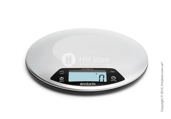 Весы кухонные с таймером Brabantia Digital Kitchen Scales, Matt Steel