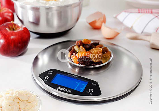 Весы кухонные с таймером Brabantia Digital Kitchen Scales, Matt Steel
