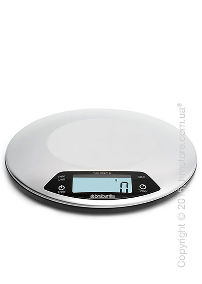 Весы кухонные с таймером Brabantia Digital Kitchen Scales, Matt Steel