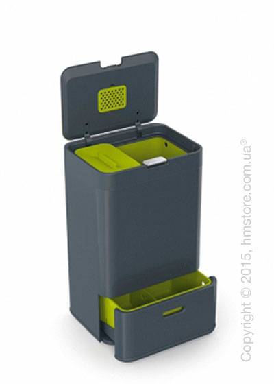 Универсальный контейнер для сортировки мусора Joseph Joseph Intelligent Waste Totem 50 л, Graphite