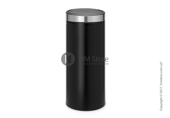 Ведро для мусора Brabantia Touch New Bin 30 л, Matt Black with Brilliant Steel Lid