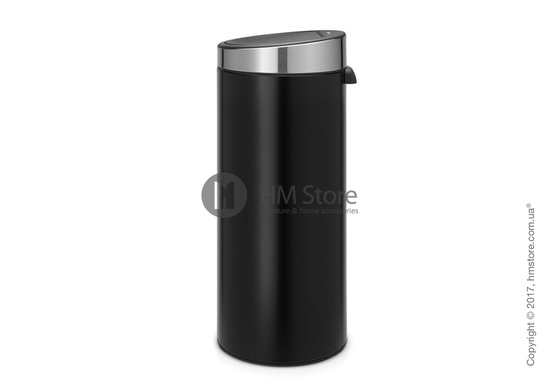 Ведро для мусора Brabantia Touch New Bin 30 л, Matt Black with Brilliant Steel Lid