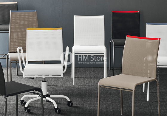 Стул Calligaris Web, Stackable metal chair, Metal matt red, Joy coating coral red and Metal matt red