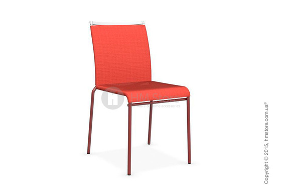 Стул Calligaris Web, Stackable metal chair, Metal matt red, Joy coating coral red and Metal matt optic white