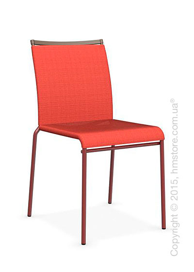 Стул Calligaris Web, Stackable metal chair, Metal matt red, Joy coating coral red and Metal matt nougat