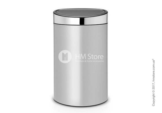 Ведро для мусора Brabantia Touch Bin 40 л, Metallic Grey with Brilliant Steel Lid
