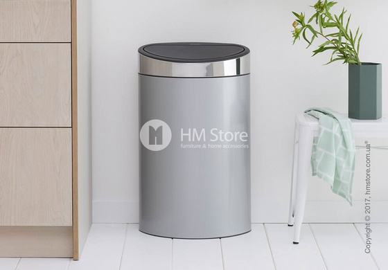 Ведро для мусора Brabantia Touch Bin 40 л, Metallic Grey with Brilliant Steel Lid