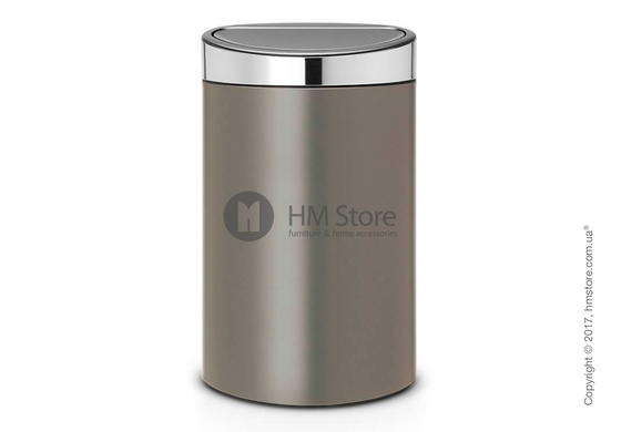 Ведро для мусора Brabantia Touch Bin New 40 л, Platinum with Brilliant Steel Lid