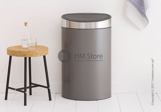Ведро для мусора Brabantia Touch Bin New 40 л, Platinum with Brilliant Steel Lid