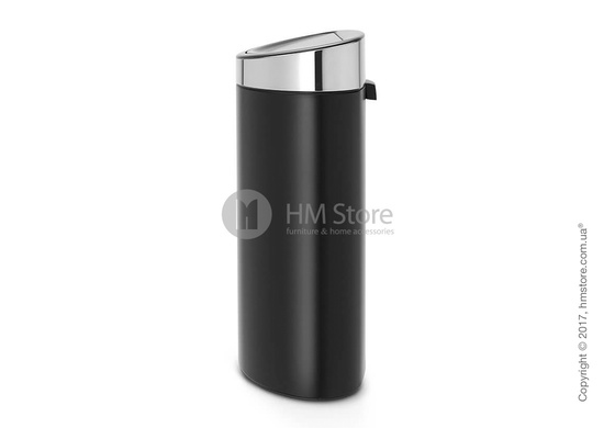 Ведро для мусора Brabantia Touch Bin New 40 л, Matt Black with Brilliant Steel Lid