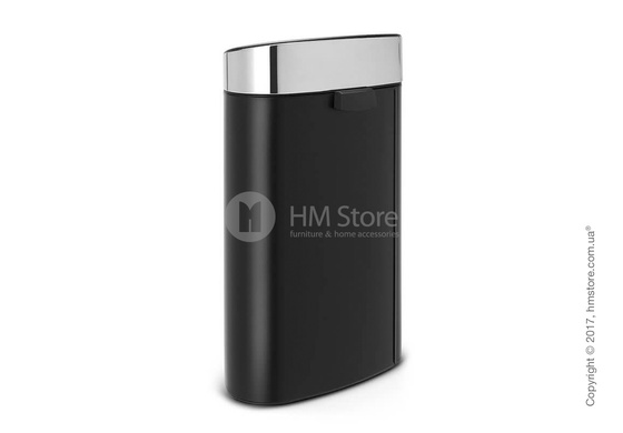 Ведро для мусора Brabantia Touch Bin New 40 л, Matt Black with Brilliant Steel Lid