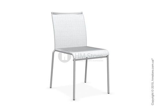 Стул Calligaris Web, Stackable metal chair, Metal matt silver, Joy coating optic white and Metal matt silver