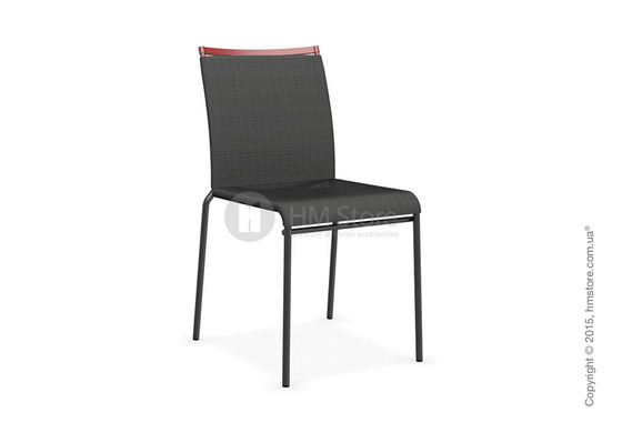 Стул Calligaris Web, Stackable metal chair, Metal matt black, Joy coating anthracite grey and Metal matt red