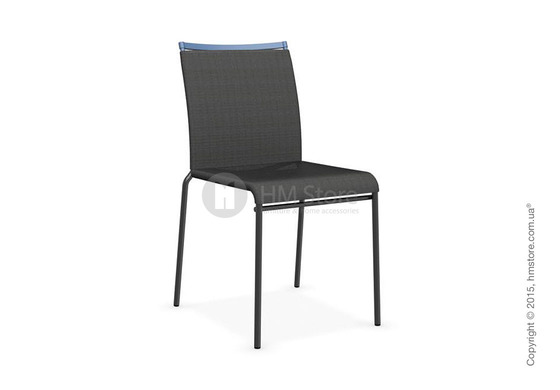 Стул Calligaris Web, Stackable metal chair, Metal matt black, Joy coating anthracite grey and Metal sky blue