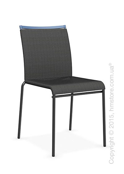 Стул Calligaris Web, Stackable metal chair, Metal matt black, Joy coating anthracite grey and Metal sky blue