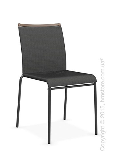 Стул Calligaris Web, Stackable metal chair, Metal matt black, Joy coating anthracite grey and Metal matt nougat