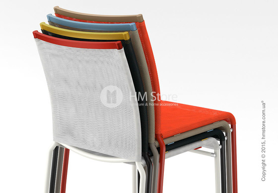Стул Calligaris Web, Stackable metal chair, Metal matt taupe, Joy coating taupe and Metal matt nougat