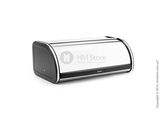 Хлебница Brabantia Roll Top Bread Bin, Brilliant Steel with Black Sides