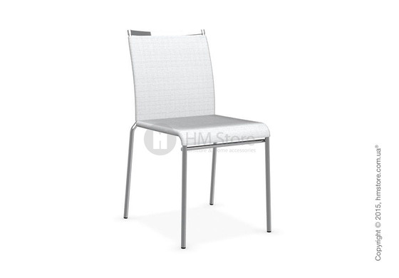 Стул Calligaris Web, Stackable metal chair, Metal chromed, Joy coating optic white and Metal chromed