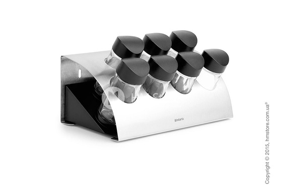 Набор емкостей для специй Brabantia Herb Rack with 7 Jars, Matt Steel