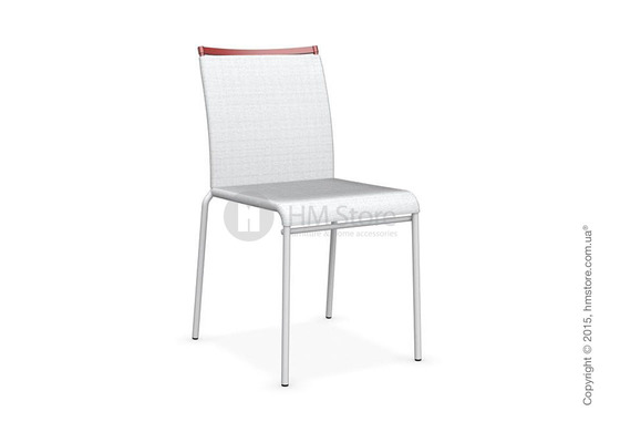 Стул Calligaris Web, Stackable metal chair, Metal optic white, Joy coating optic white and Metal matt red