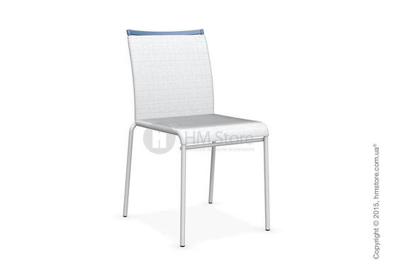 Стул Calligaris Web, Stackable metal chair, Metal matt optic white, Joy coating optic white and Metal sky blue