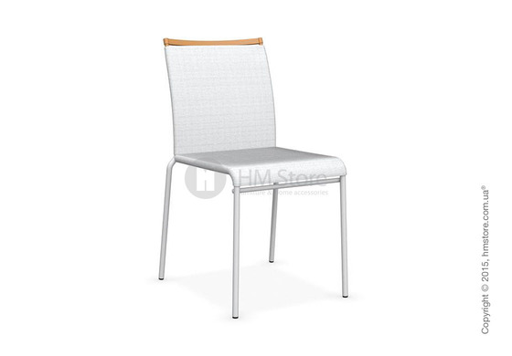 Стул Calligaris Web, Stackable metal chair,  Metal matt optic white, Joy coating optic white and Metal matt mustard yellow
