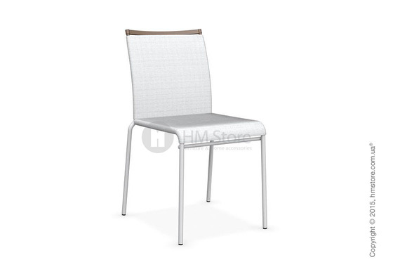 Стул Calligaris Web, Stackable metal chair,  Metal matt optic white, Joy coating optic white and Metal matt nougat