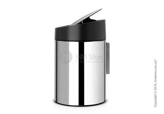 Ведро для мусора Brabantia Slide Bin 5 л, Brilliant Steel with Black Plastic Lid