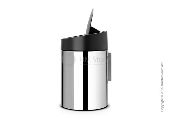 Ведро для мусора Brabantia Slide Bin 5 л, Brilliant Steel with Black Plastic Lid