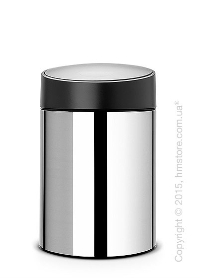 Ведро для мусора Brabantia Slide Bin 5 л, Brilliant Steel with Black Plastic Lid