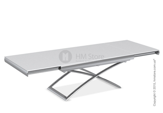 Стол Calligaris Dacota, Extending and folding table, Frosted tempered glass extrawhite and Metal chromed