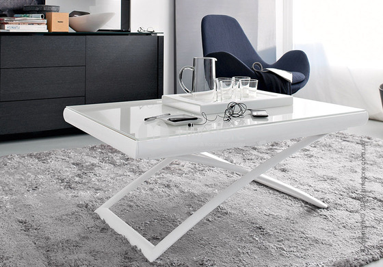 Стол Calligaris Dacota, Extending and folding table, Frosted tempered glass extrawhite and Metal chromed
