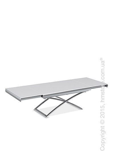 Стол Calligaris Dacota, Extending and folding table, Frosted tempered glass extrawhite and Metal chromed