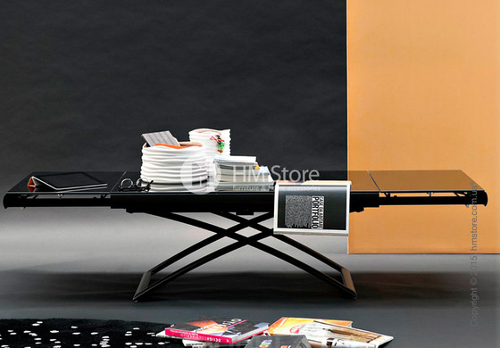 Стол Calligaris Dacota, Extending and folding table, Frosted tempered glass extrawhite and Metal matt optic white