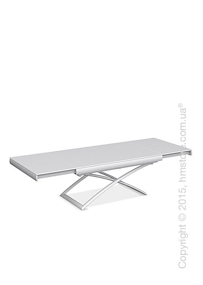 Стол Calligaris Dacota, Extending and folding table, Frosted tempered glass extrawhite and Metal matt optic white