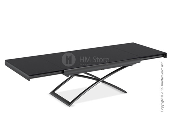 Стол Calligaris Dacota, Extending and folding table, Frosted tempered glass black and Metal matt black Стол Calligaris Dacota, Extending and folding table, Frosted tempered glass black and Metal matt black