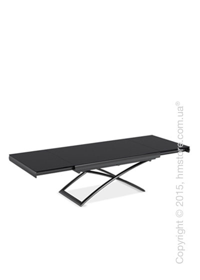 Стол Calligaris Dacota, Extending and folding table, Frosted tempered glass black and Metal matt black