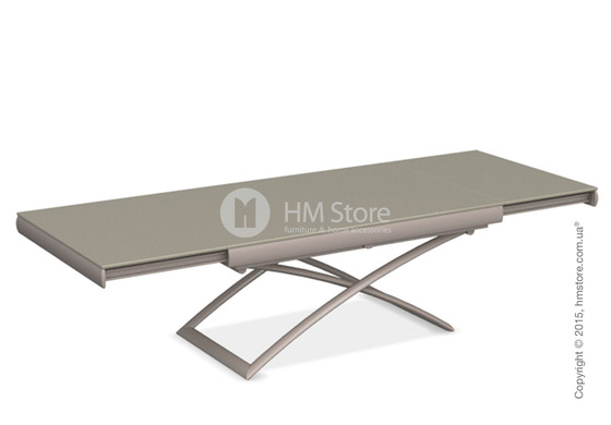 Стол Calligaris Dacota, Extending and folding table, Frosted tempered glass taupe and Metal matt taupe