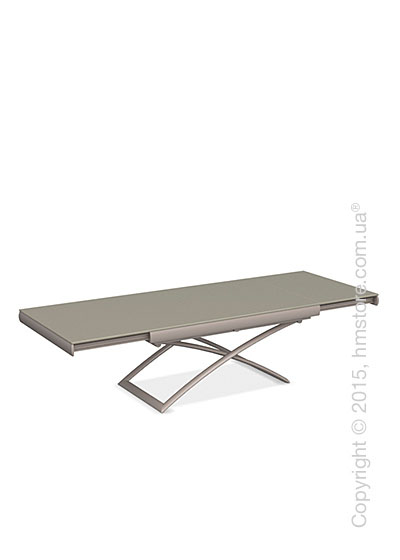 Стол Calligaris Dacota, Extending and folding table, Frosted tempered glass taupe and Metal matt taupe