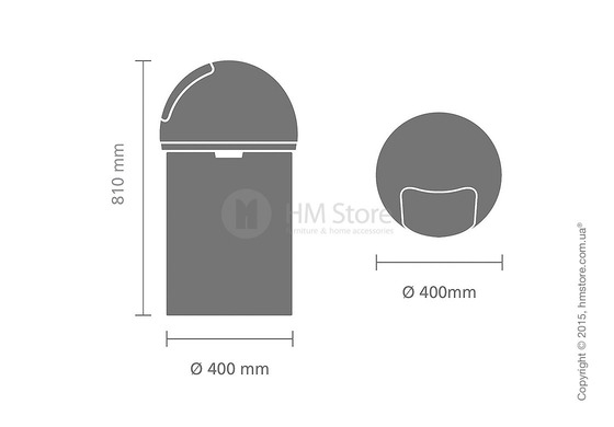 Ведро для мусора Brabantia Push Bin 60 л, Matt Steel