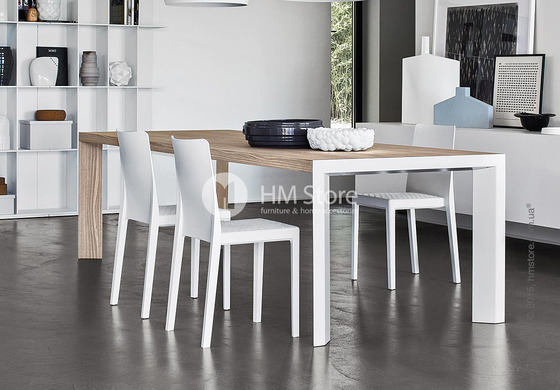 Стол Calligaris Lam, Wood and metal table, Veneer grey and Metal matt grey