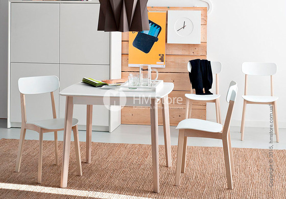Стол Calligaris Cream Table, Square wooden extending table, Lacquered matt optic white and Solid wood graphite beech stained