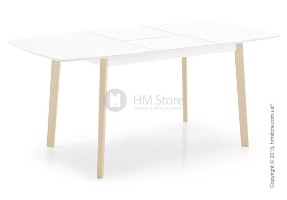 Стол Calligaris Cream Table, Rectangular wood extending table, Lacquered matt optic white and Solid wood bleached beechwood