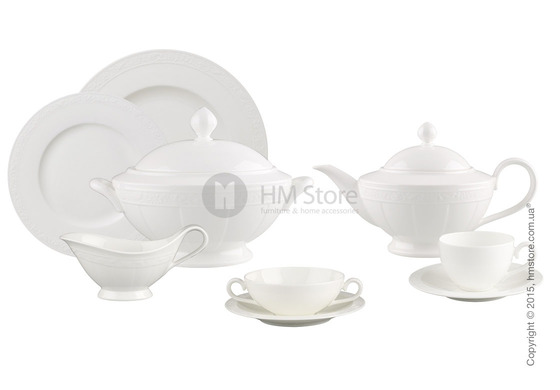 Набор фарфоровой посуды Villeroy & Boch коллекция White Pearl на 6 персон, 50 предметов